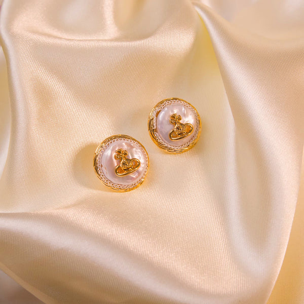 Copper Alloy Earrings Natural Pearl Baroque Earrings