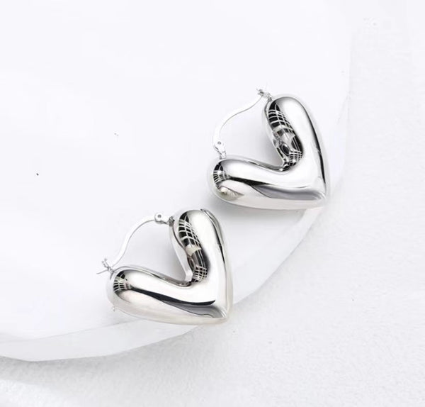 925 silver earrings personalized simple glossy love earrings