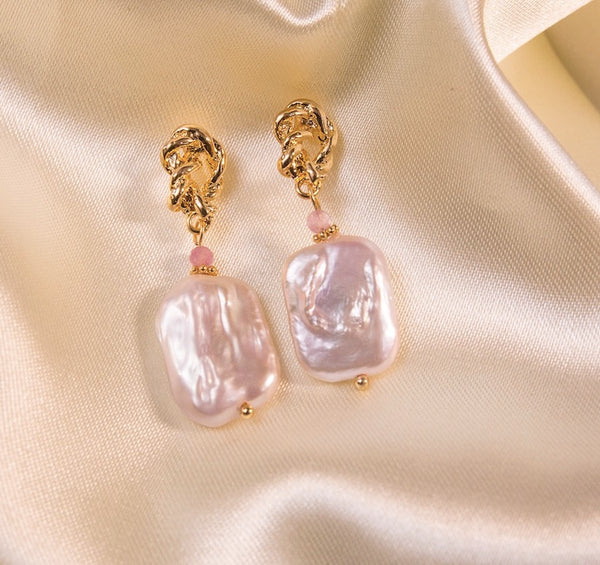 Baroque shaped pearl earrings