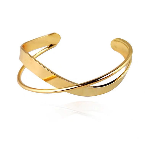 Matte Möbius Strip Gold Premium Designer Gold Plated Open Bracelet