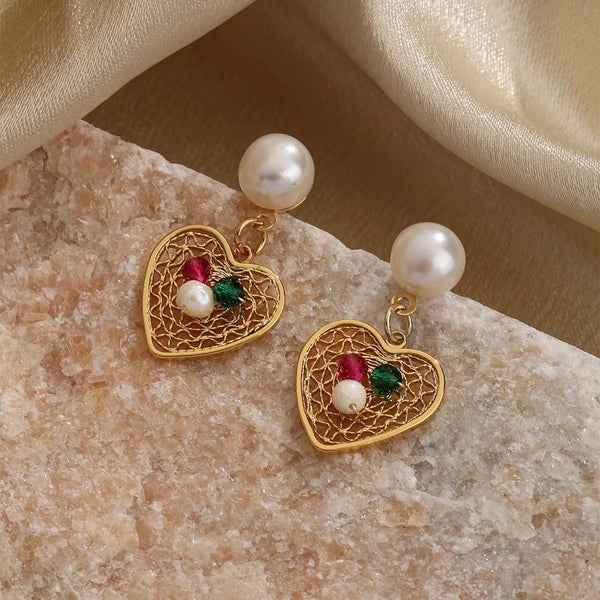 Hand made palace style Baroque dazzling heart pearl female hand made niche design sense