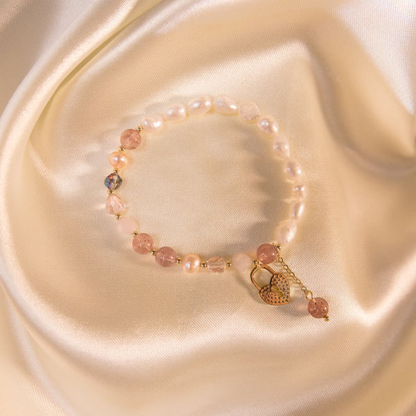 Sweet Strawberry Crystal Freshwater Pearl Bracelet