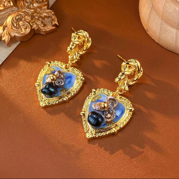 Copper alloy enamel color heritage collection earrings